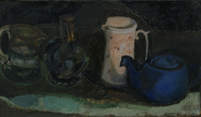 Teapot and pink jug
